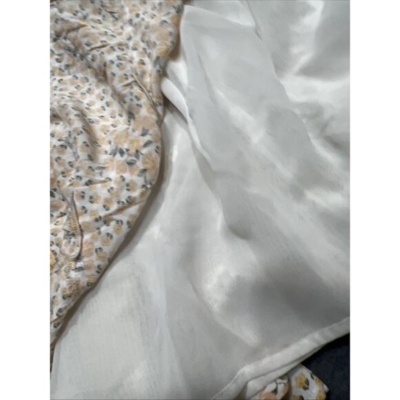 American Eagle Yellow/Black Eyelet Boho Floral Tiered Ruffle Skirts Women Sz SP - Picture 7 of 14